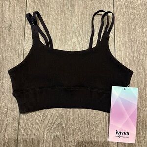 Ivivva Black Ribbed Sports Bra NWT - Size 10